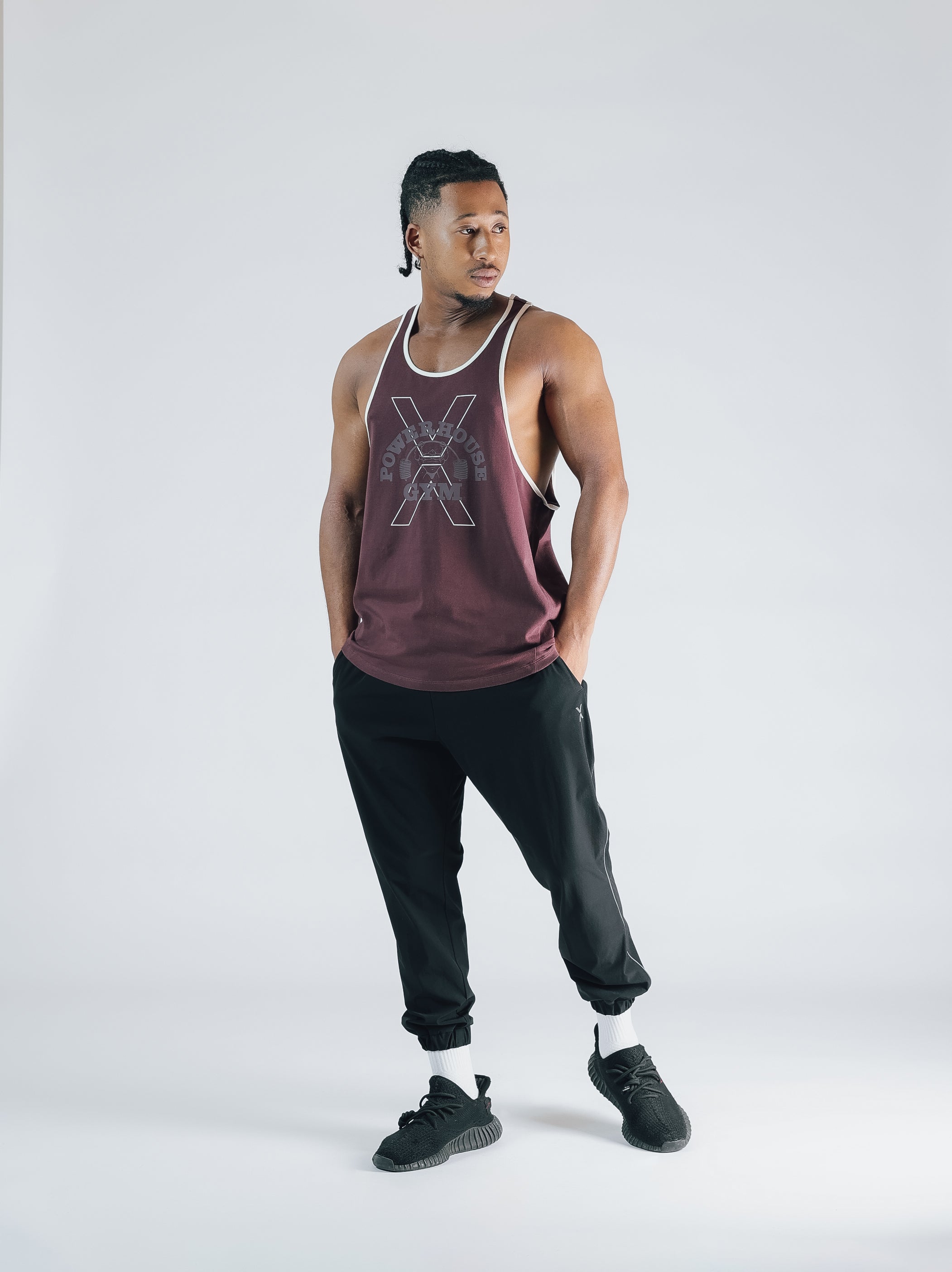 POWER HOUSE LOGO YBACK TANK TOP【BURGUNDY】