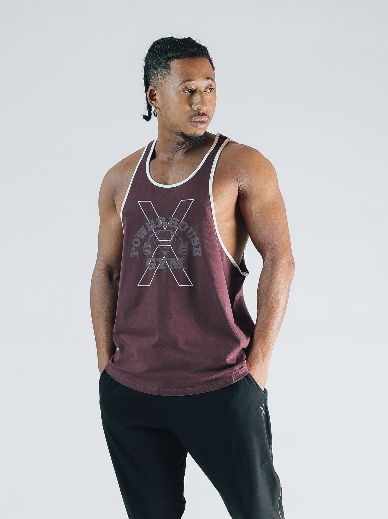 POWER HOUSE LOGO YBACK TANK TOP【BURGUNDY】