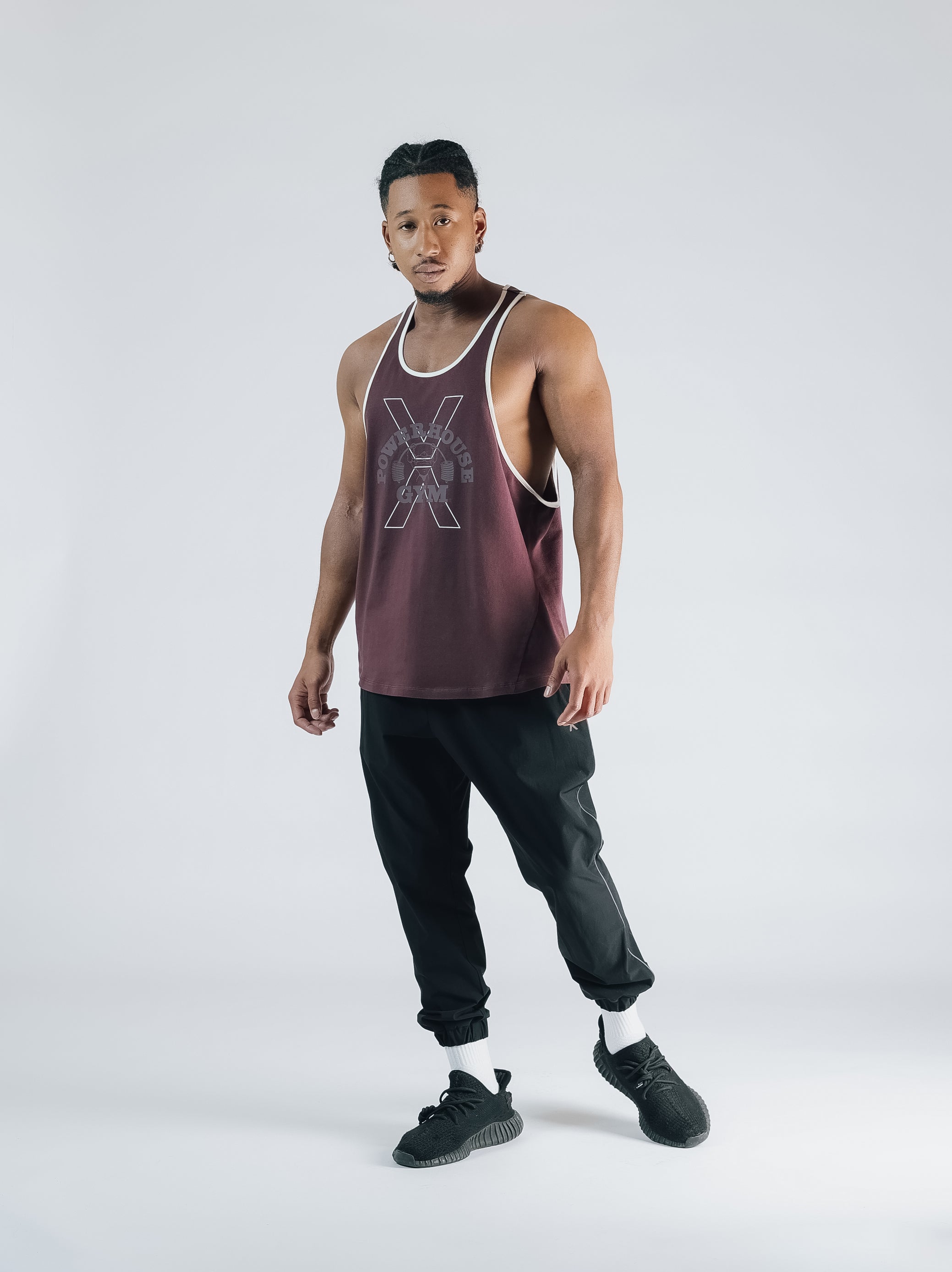 POWER HOUSE LOGO YBACK TANK TOP【BURGUNDY】