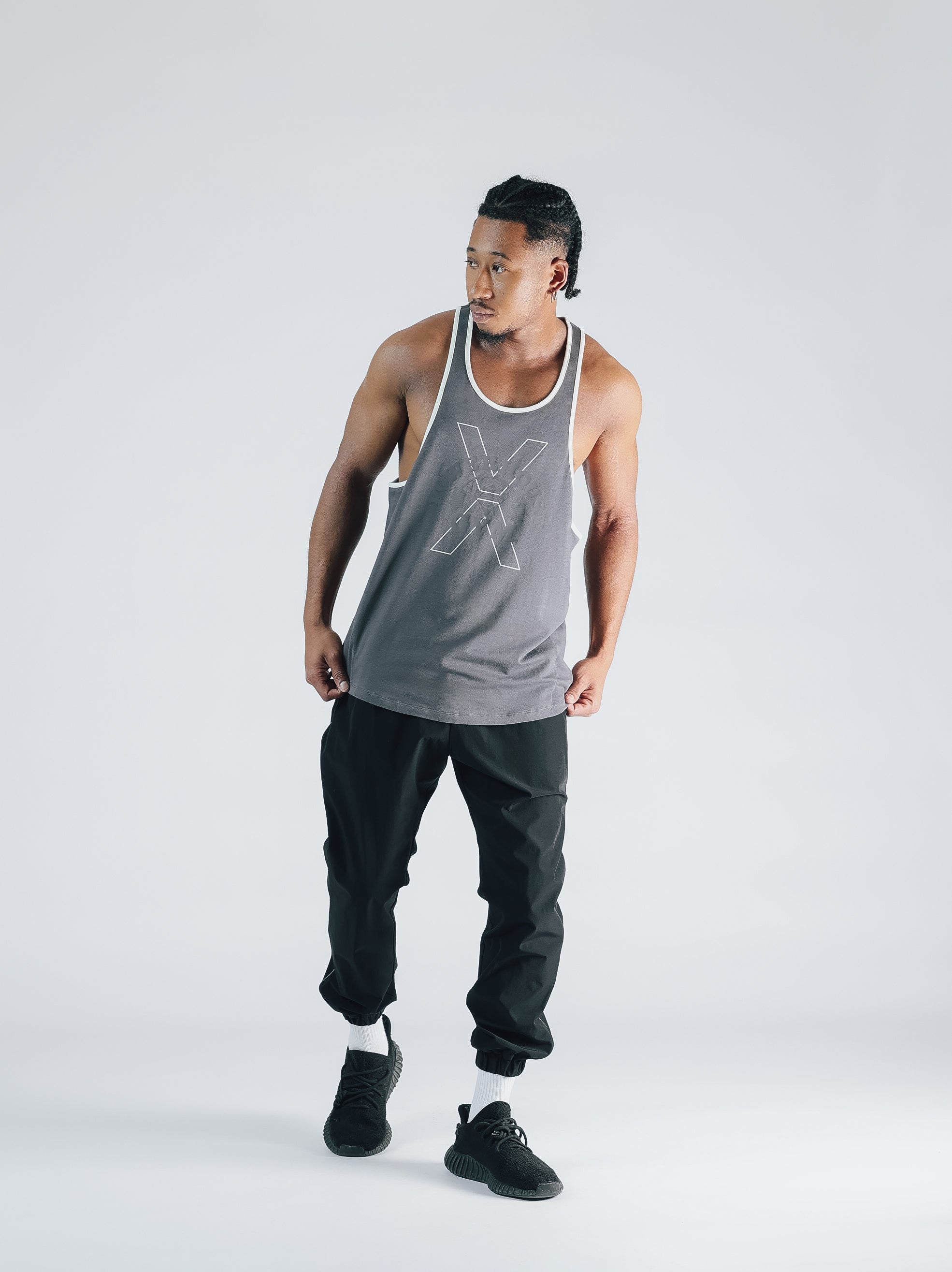 POWER HOUSE LOGO YBACK TANK TOP【CHARCOAL】