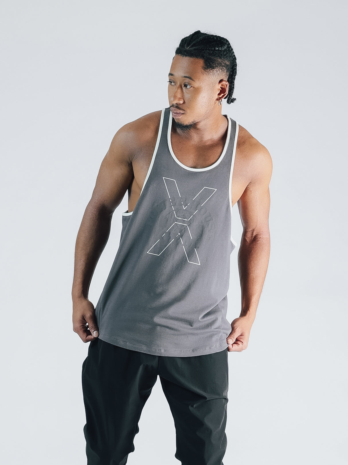POWER HOUSE LOGO YBACK TANK TOP【CHARCOAL】