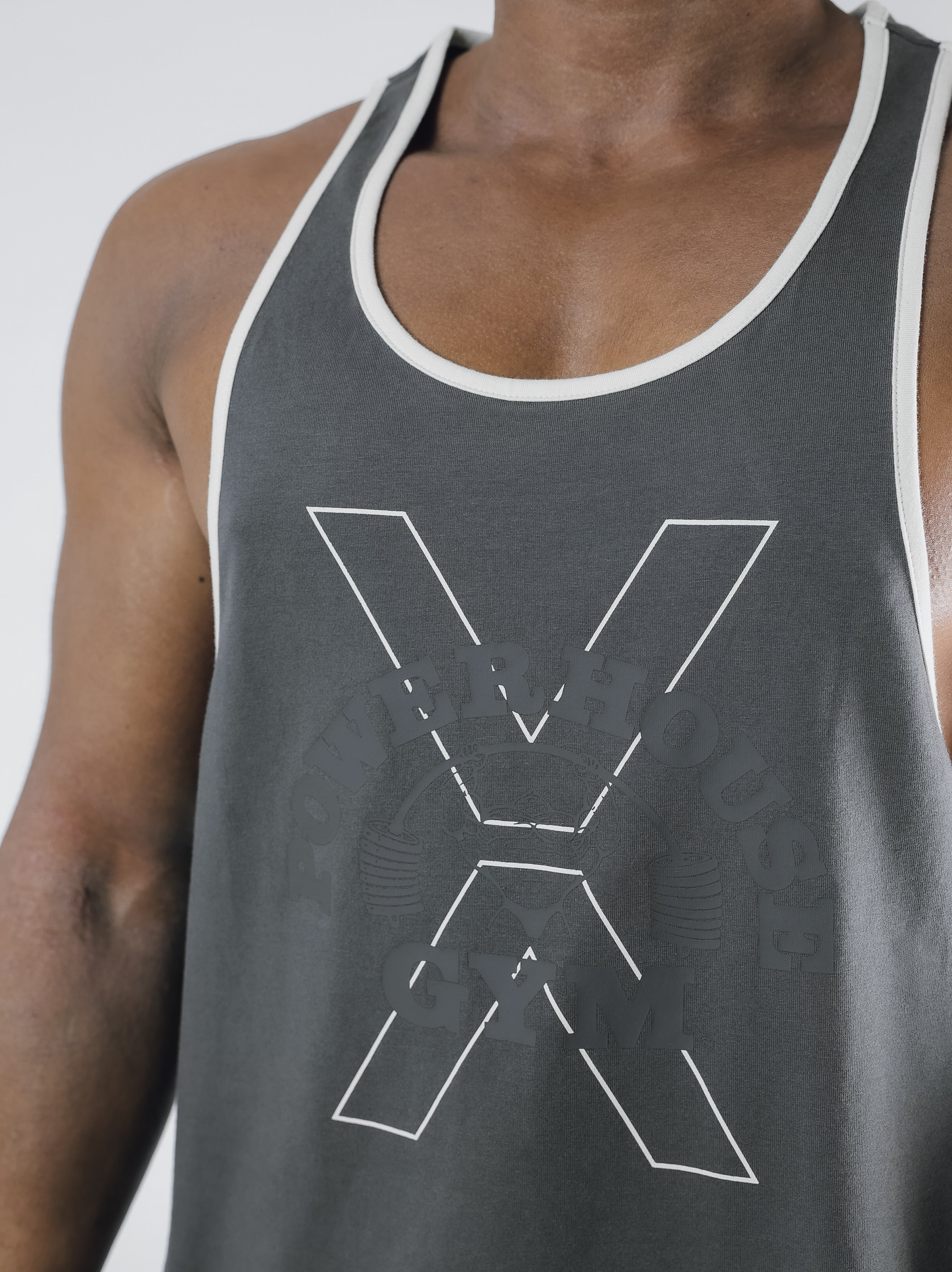POWER HOUSE LOGO YBACK TANK TOP【CHARCOAL】