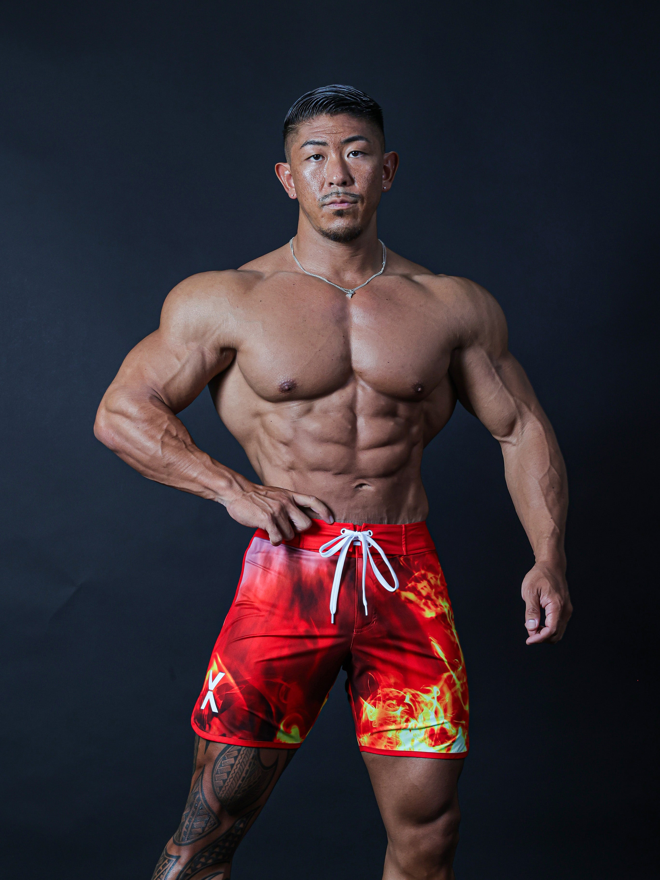FLAME GRAPHIC SURF SHORTS
