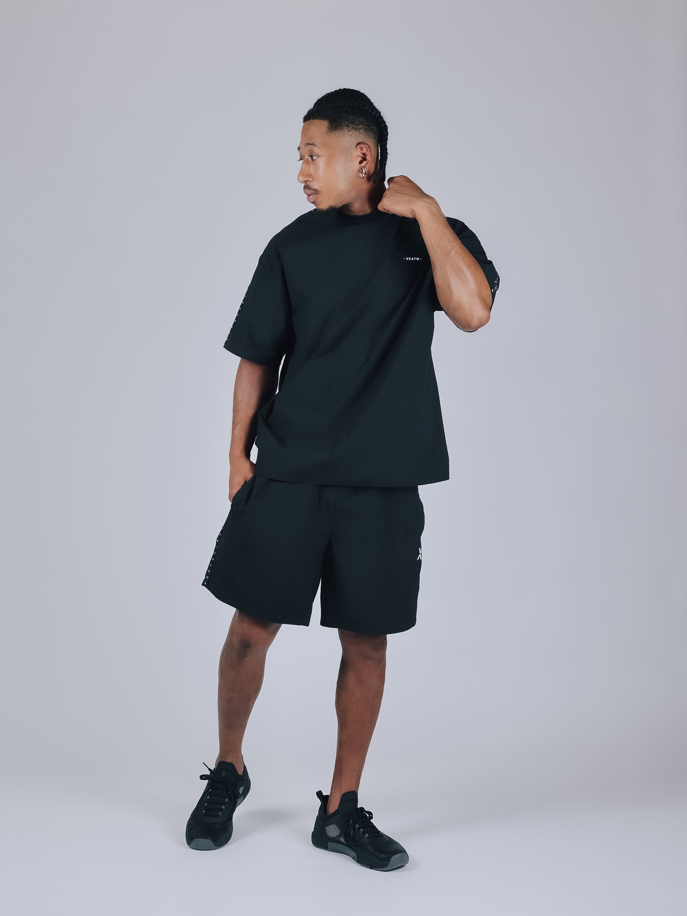 SHORT SLEEVE WOVEN BIG T-SHIRT【BLACK】