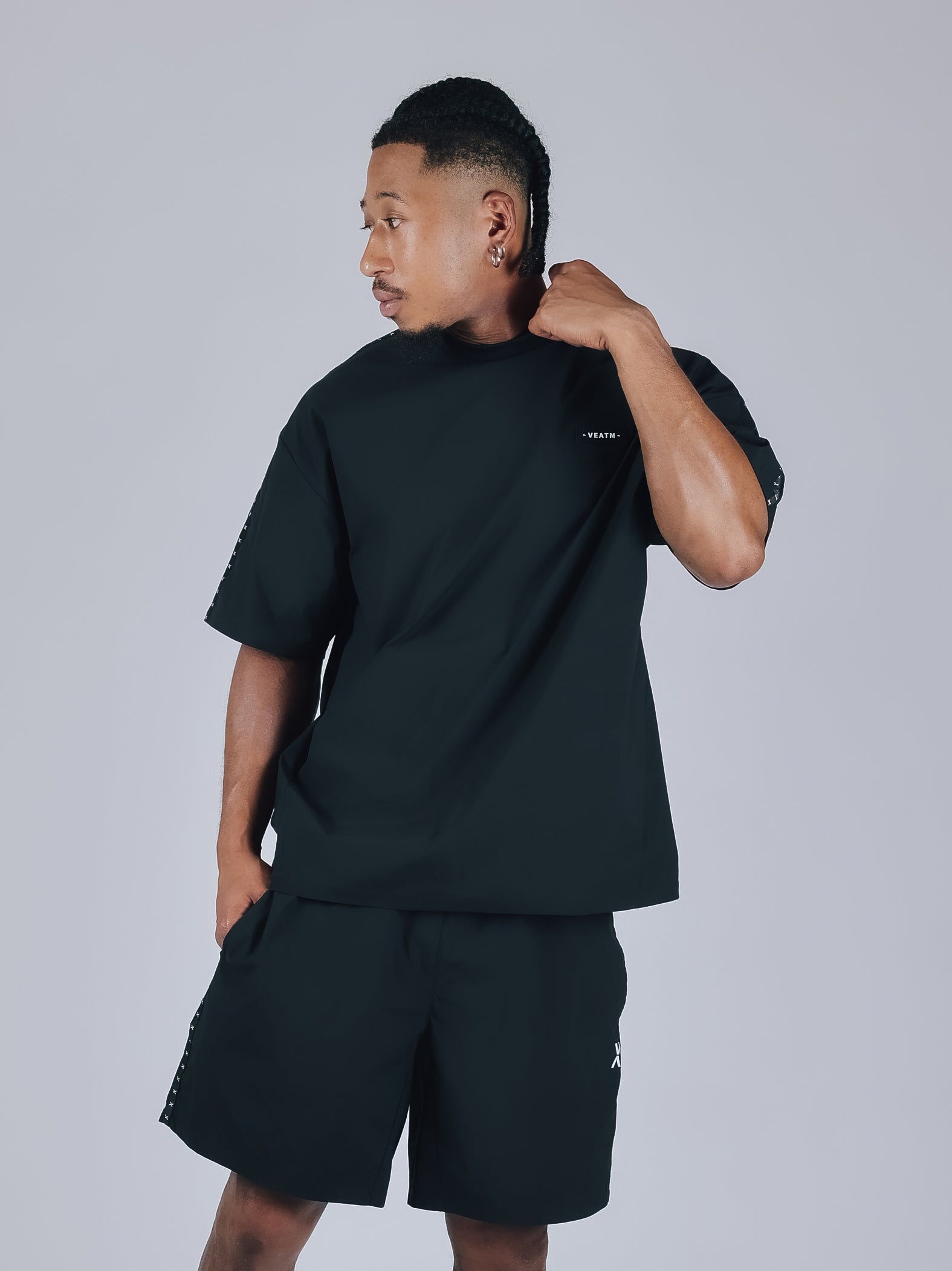 SHORT SLEEVE WOVEN BIG T-SHIRT【BLACK】