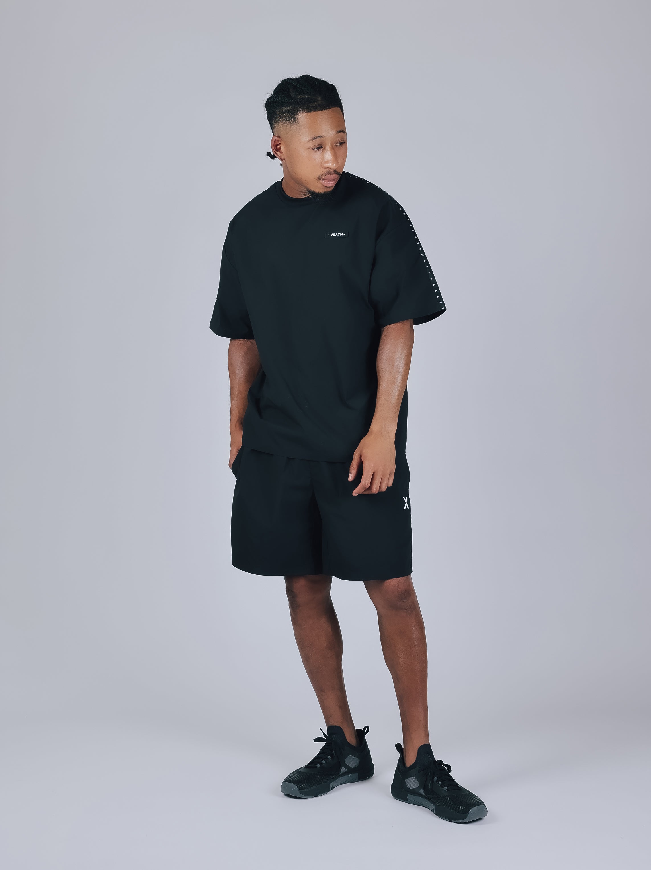 SHORT SLEEVE WOVEN BIG T-SHIRT【BLACK】