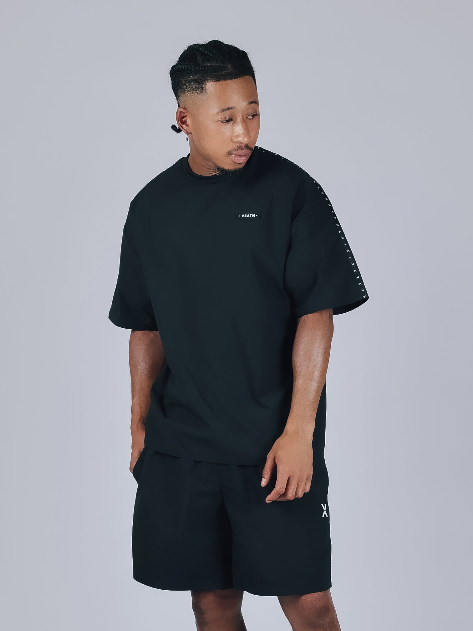 SHORT SLEEVE WOVEN BIG T-SHIRT【BLACK】