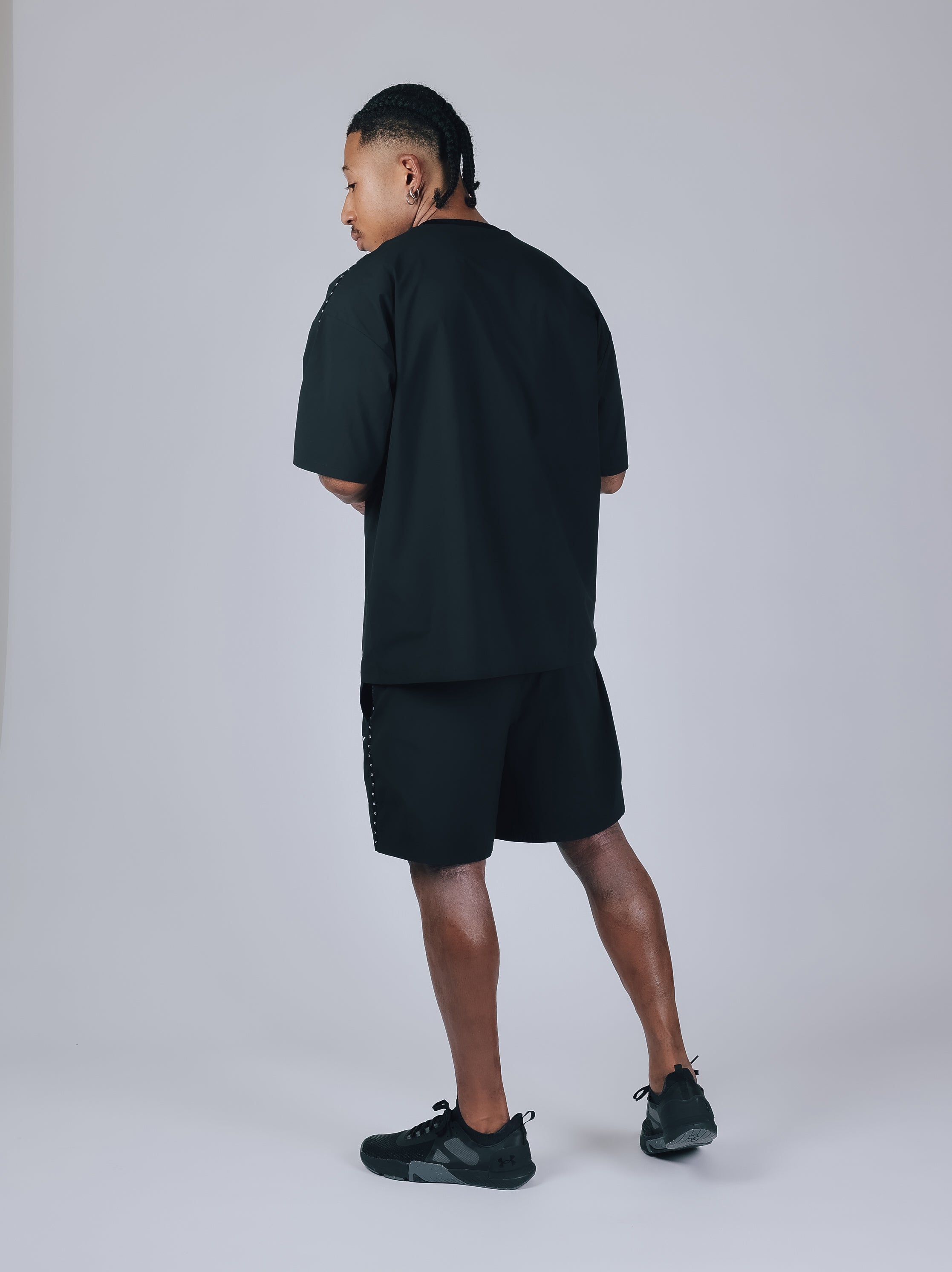 SHORT SLEEVE WOVEN BIG T-SHIRT【BLACK】