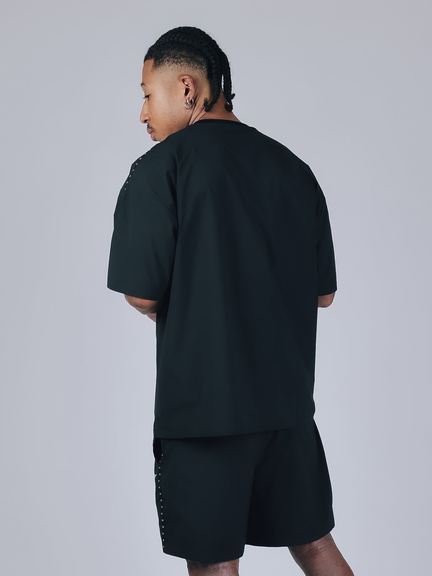SHORT SLEEVE WOVEN BIG T-SHIRT【BLACK】