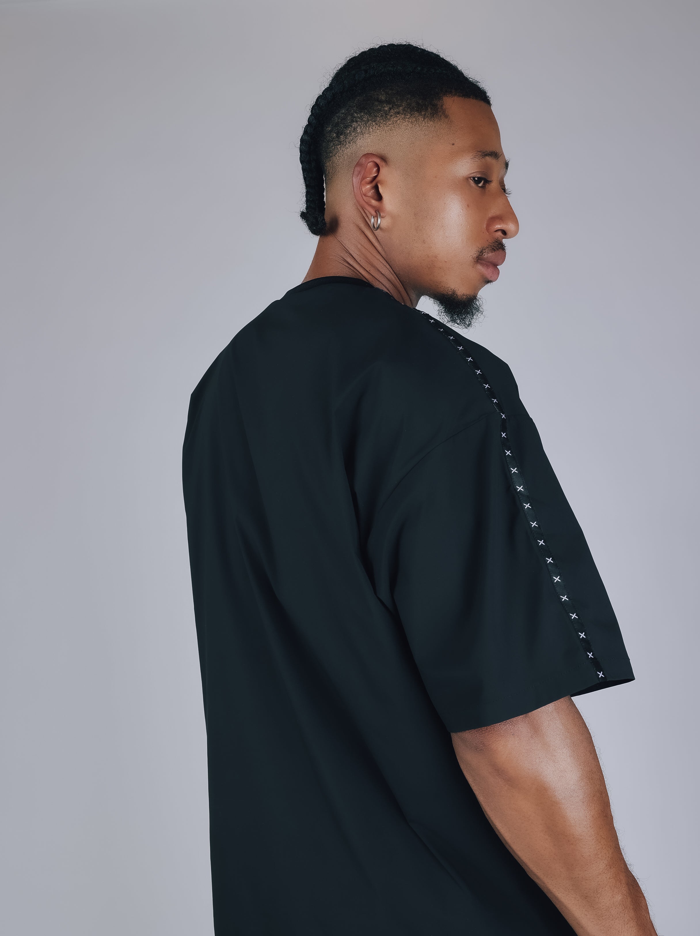SHORT SLEEVE WOVEN BIG T-SHIRT【BLACK】