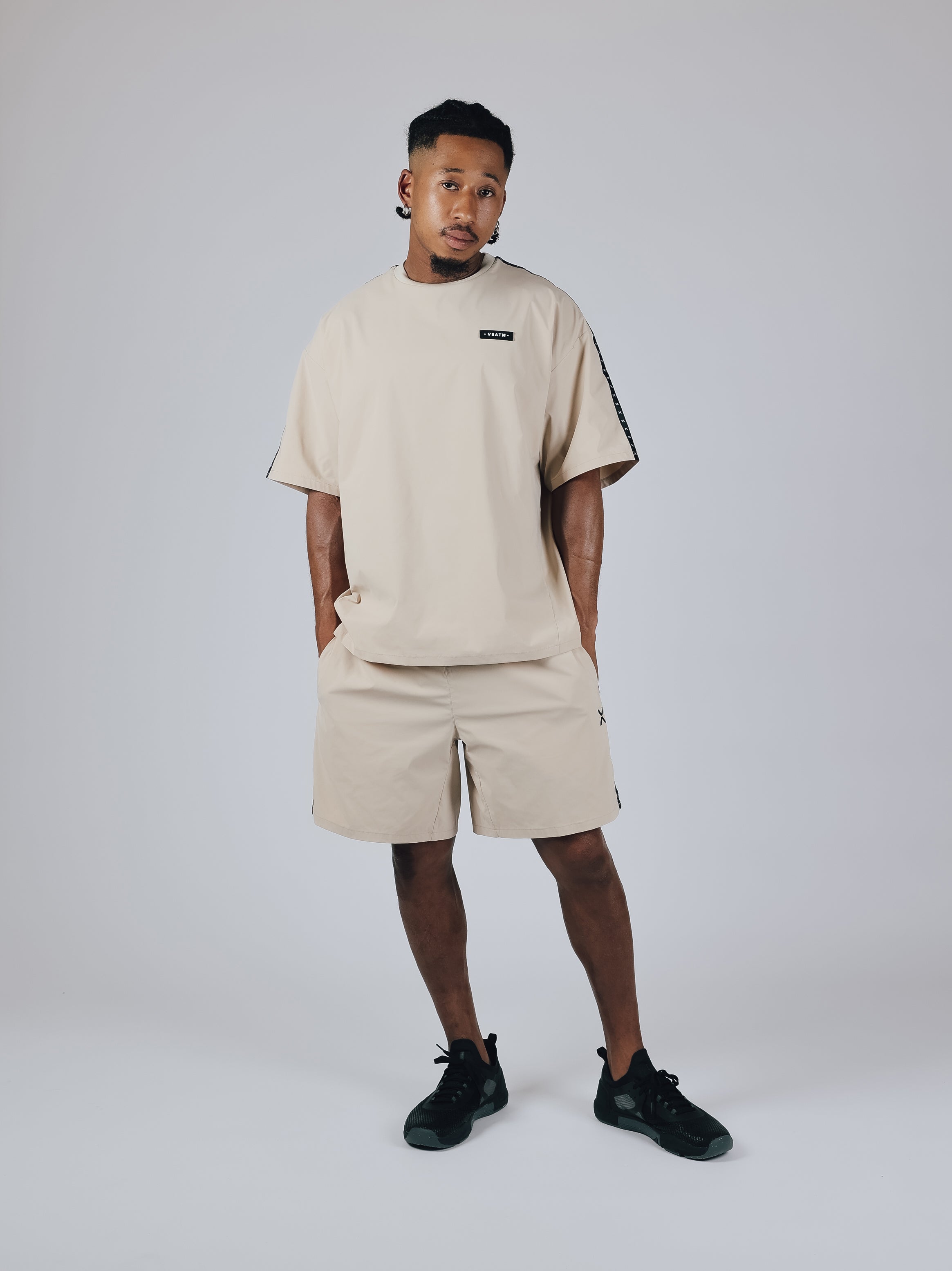 SHORT SLEEVE WOVEN BIG T-SHIRT【BEIGE】