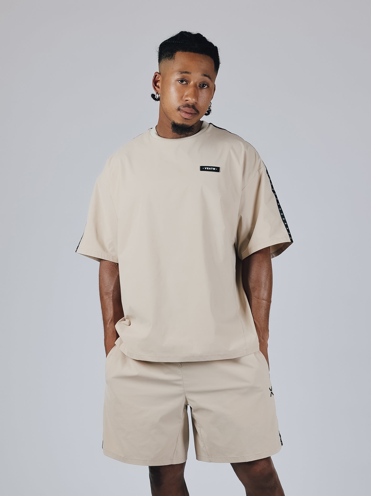 SHORT SLEEVE WOVEN BIG T-SHIRT【BEIGE】