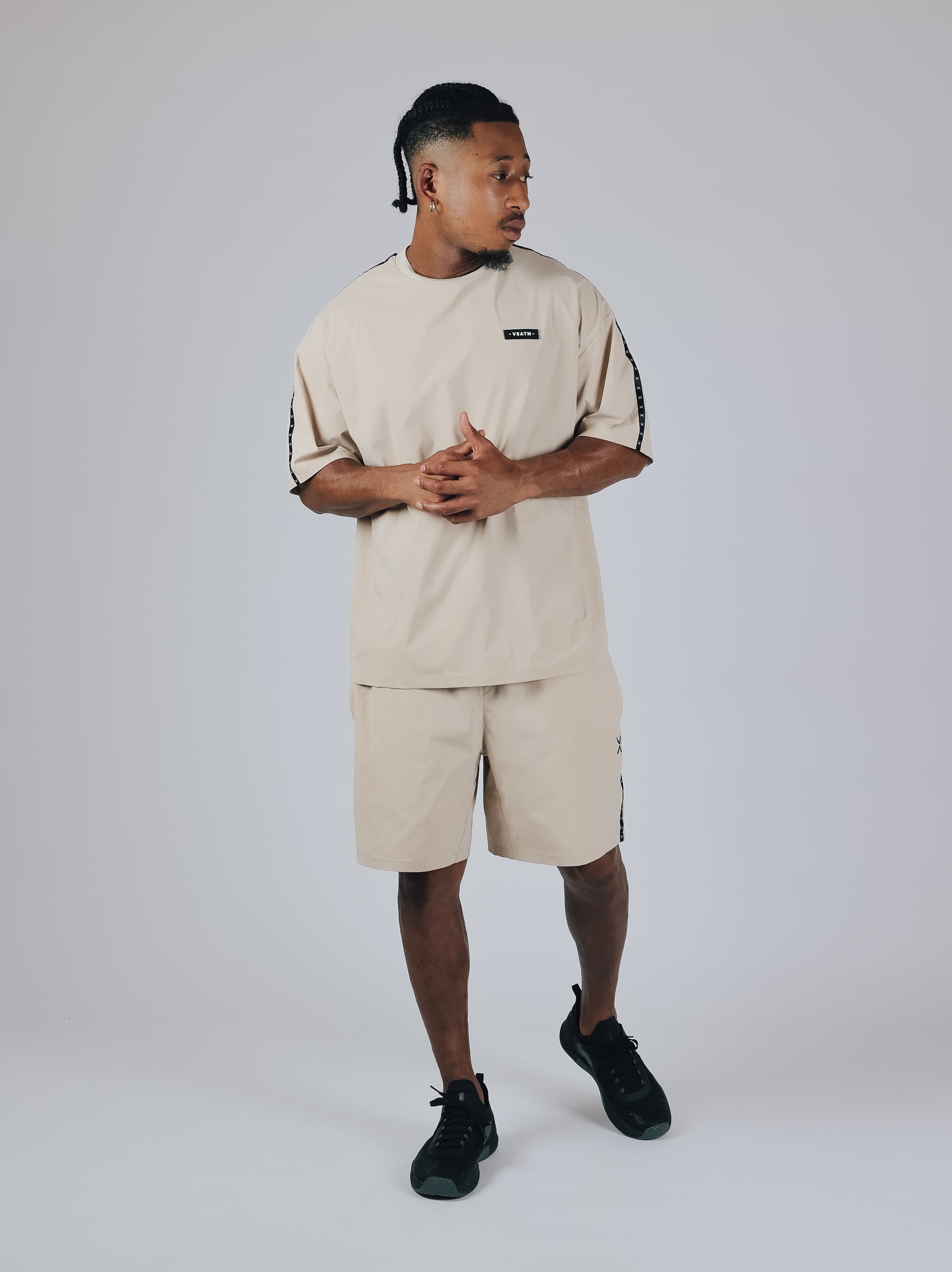 SHORT SLEEVE WOVEN BIG T-SHIRT【BEIGE】