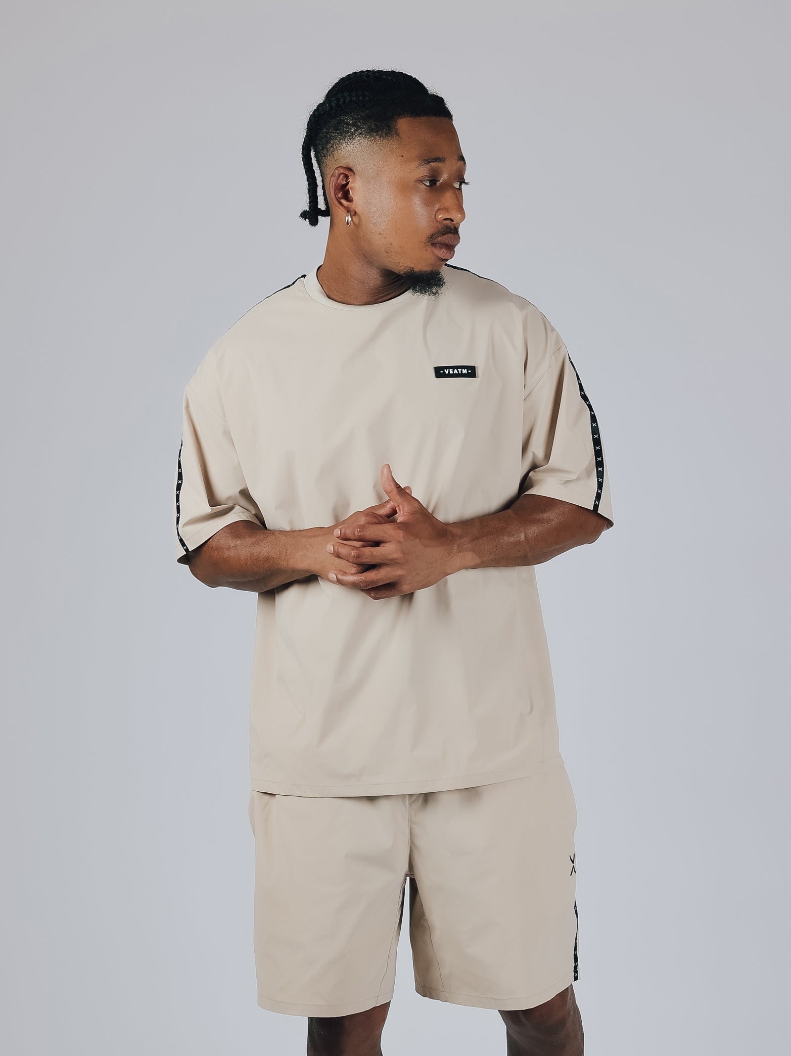 SHORT SLEEVE WOVEN BIG T-SHIRT【BEIGE】