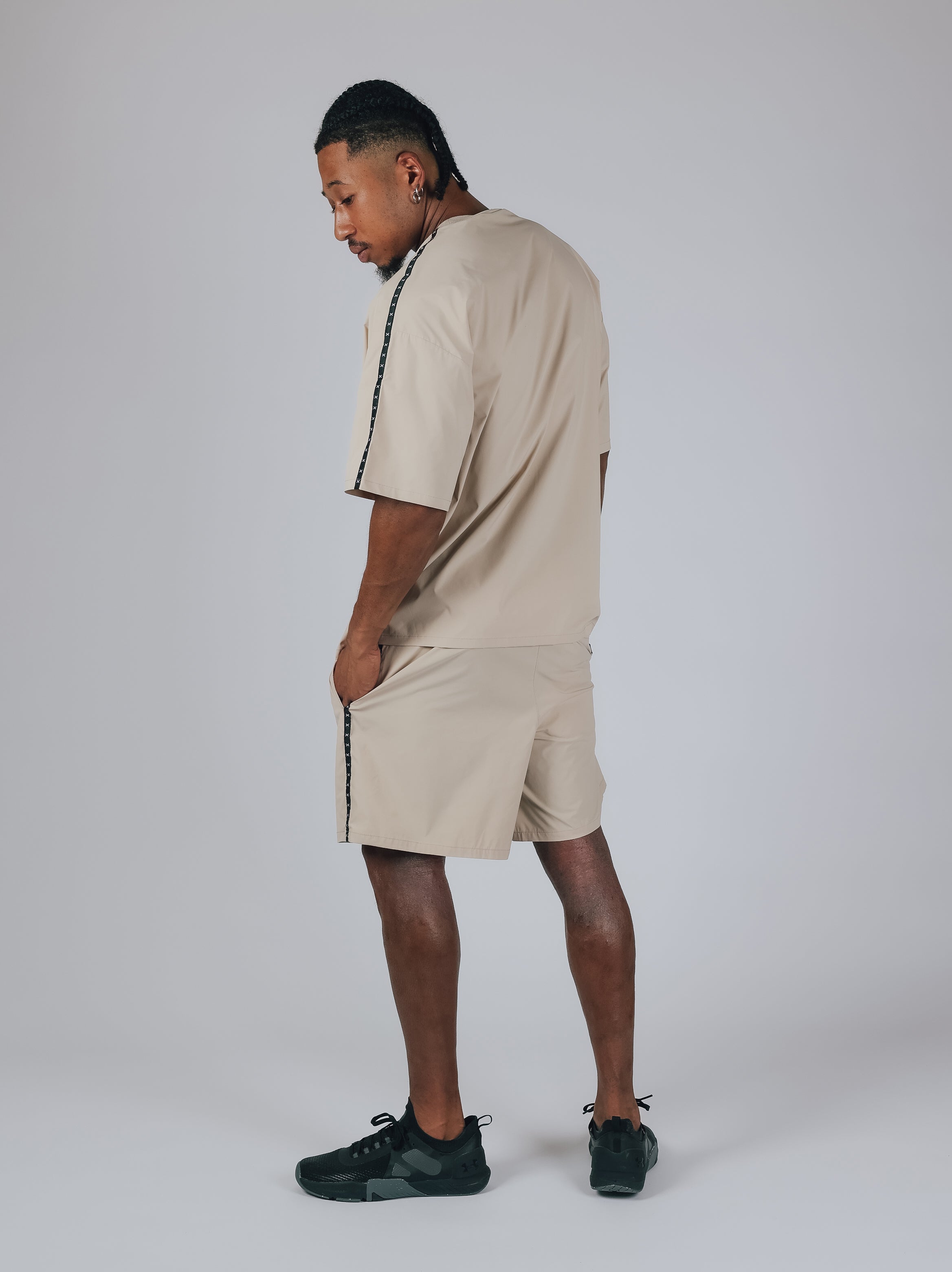 SHORT SLEEVE WOVEN BIG T-SHIRT【BEIGE】