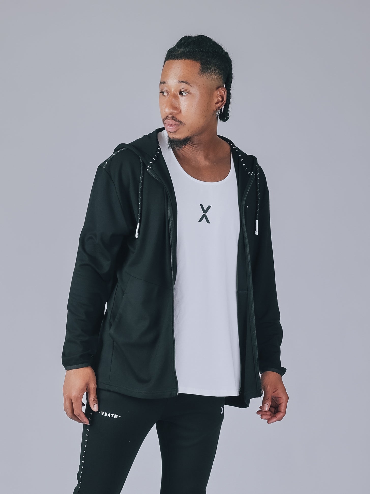 WARM UP STRETCH FULL ZIP HOODIE【BLACK】