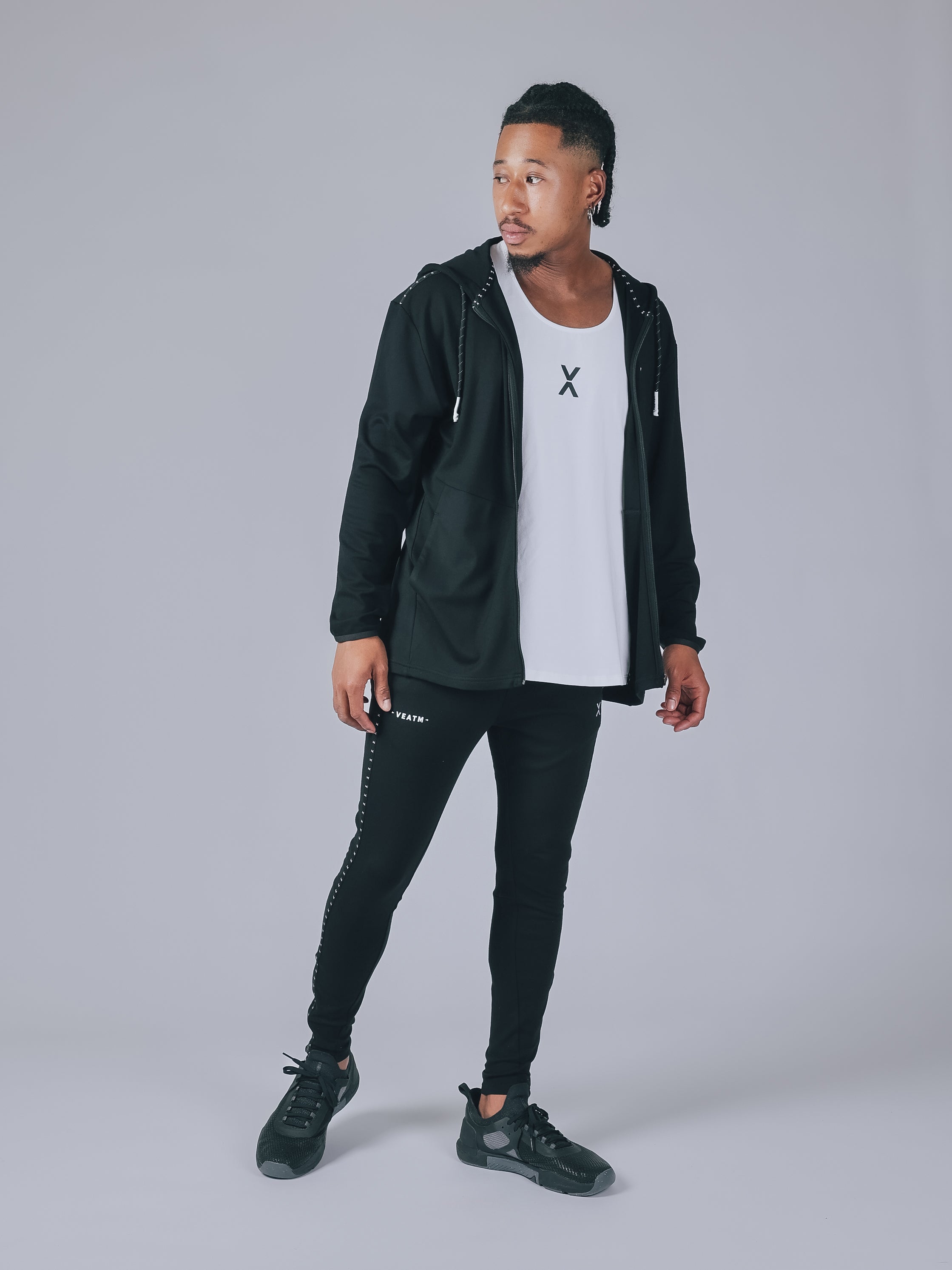 WARM UP STRETCH FULL ZIP HOODIE【BLACK】