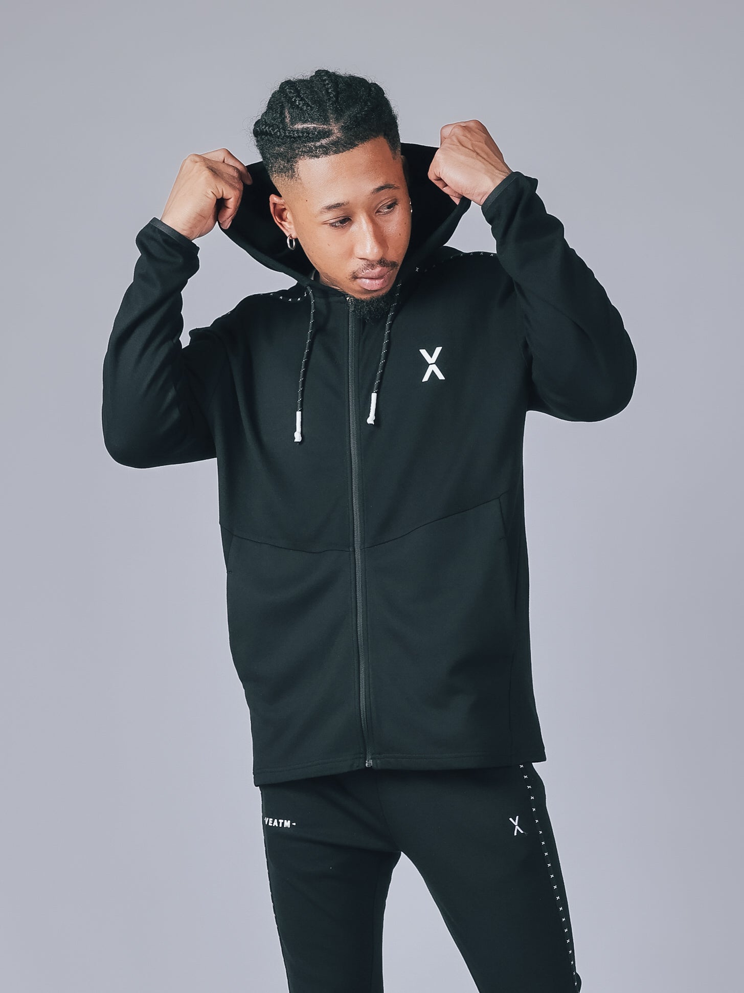 WARM UP STRETCH FULL ZIP HOODIE【BLACK】