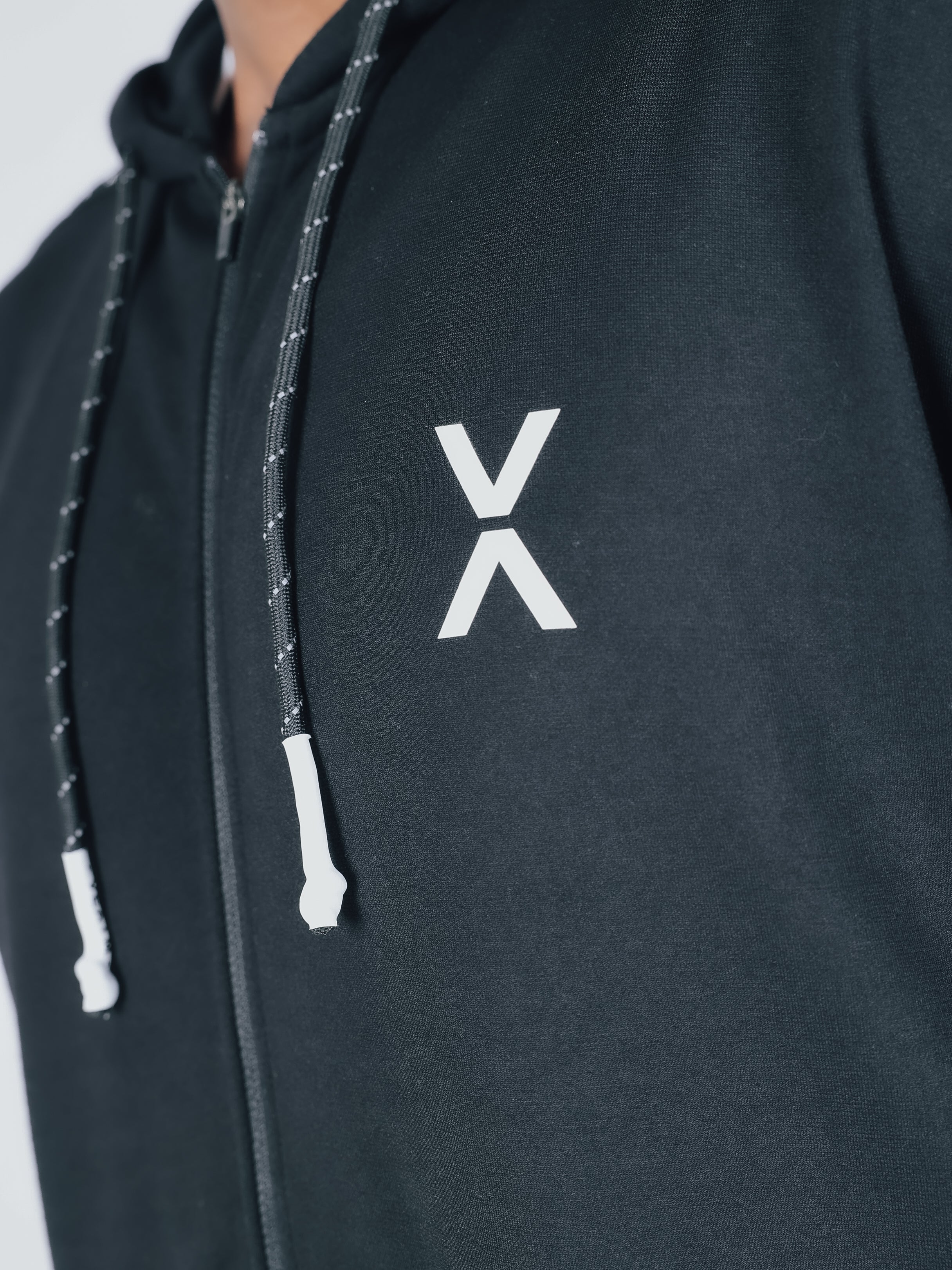 WARM UP STRETCH FULL ZIP HOODIE【BLACK】