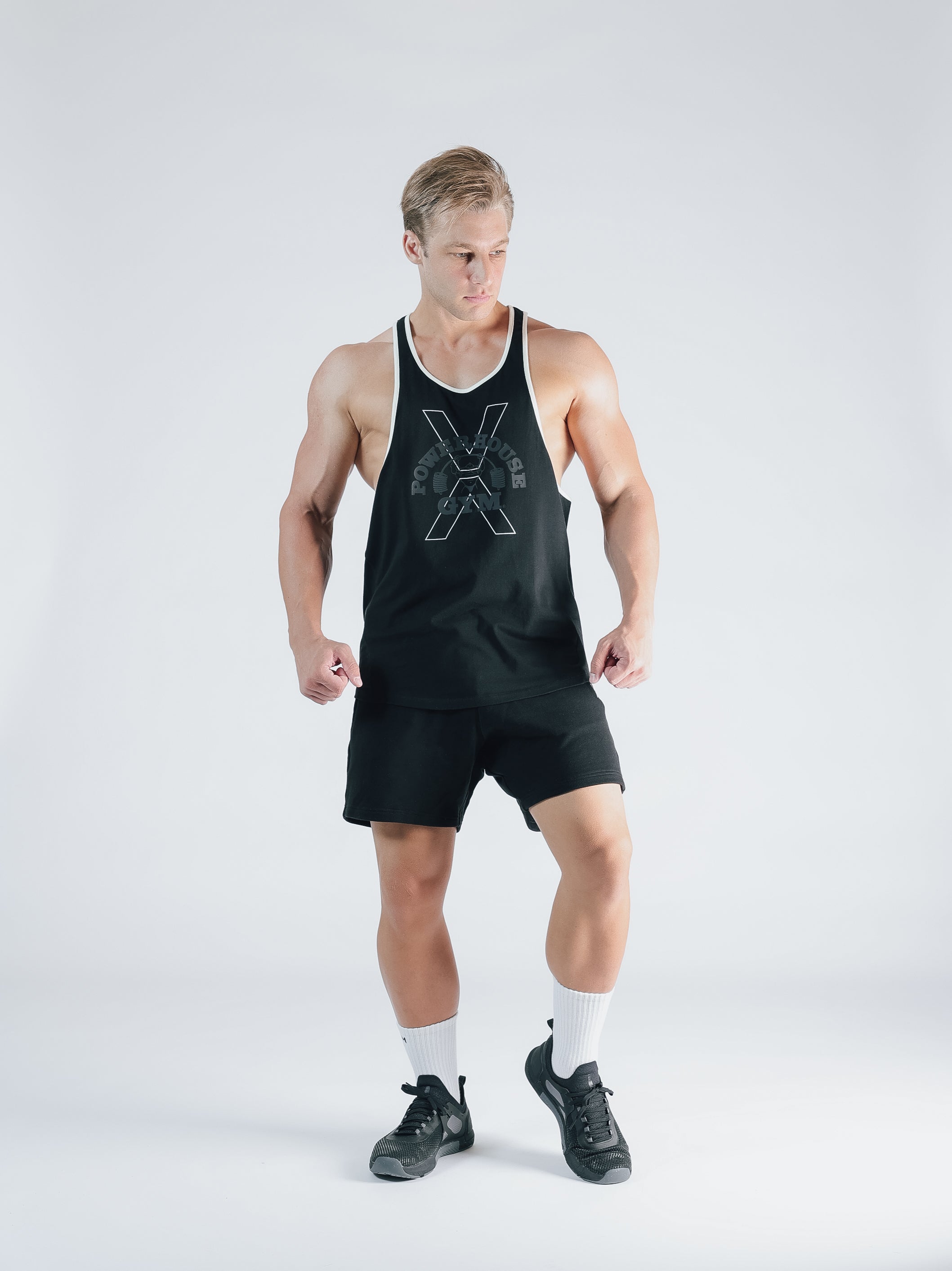 POWER HOUSE LOGO YBACK TANK TOP【BLACK】