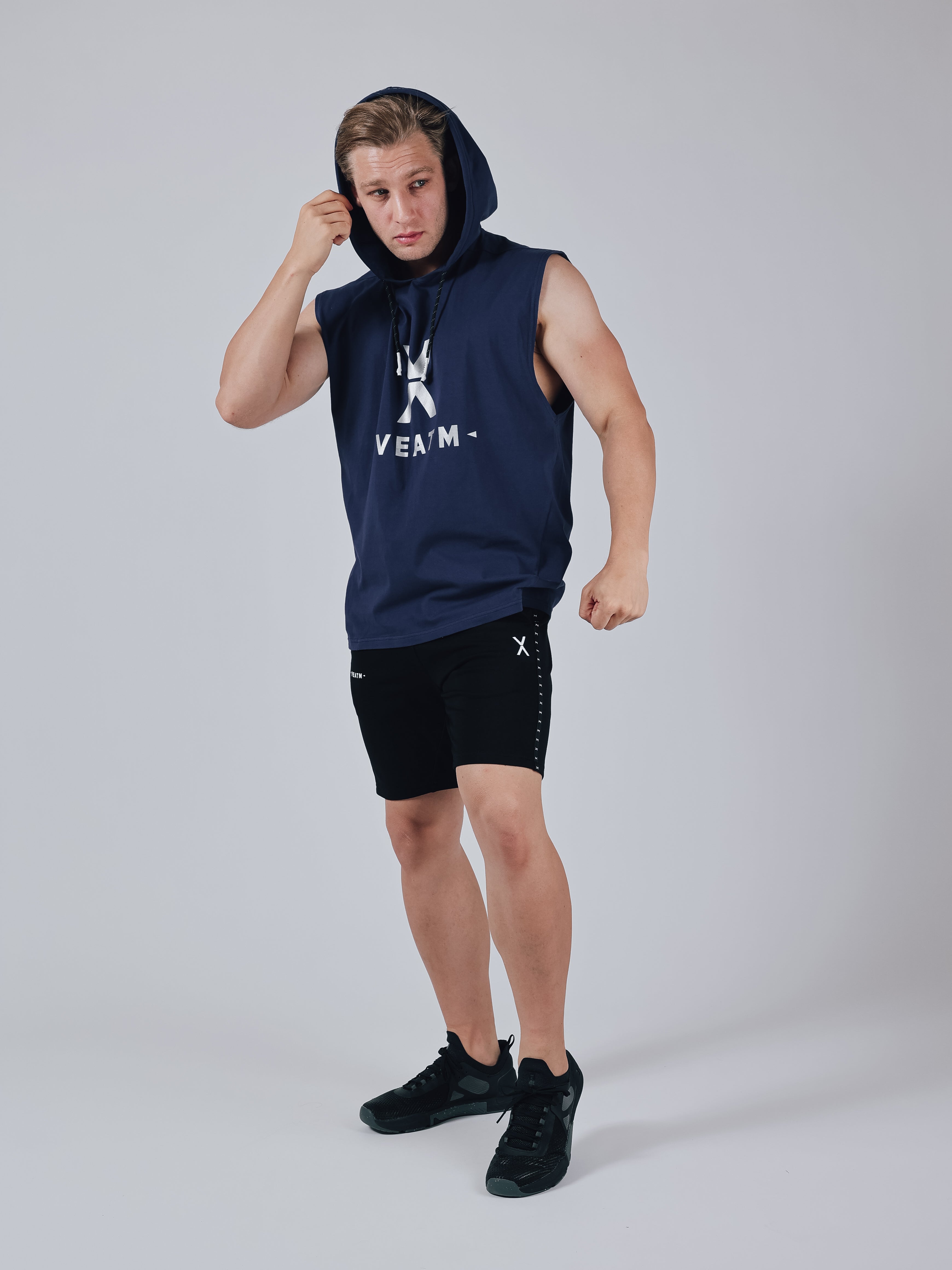 NO SLEEVE HOODIE【NAVY】