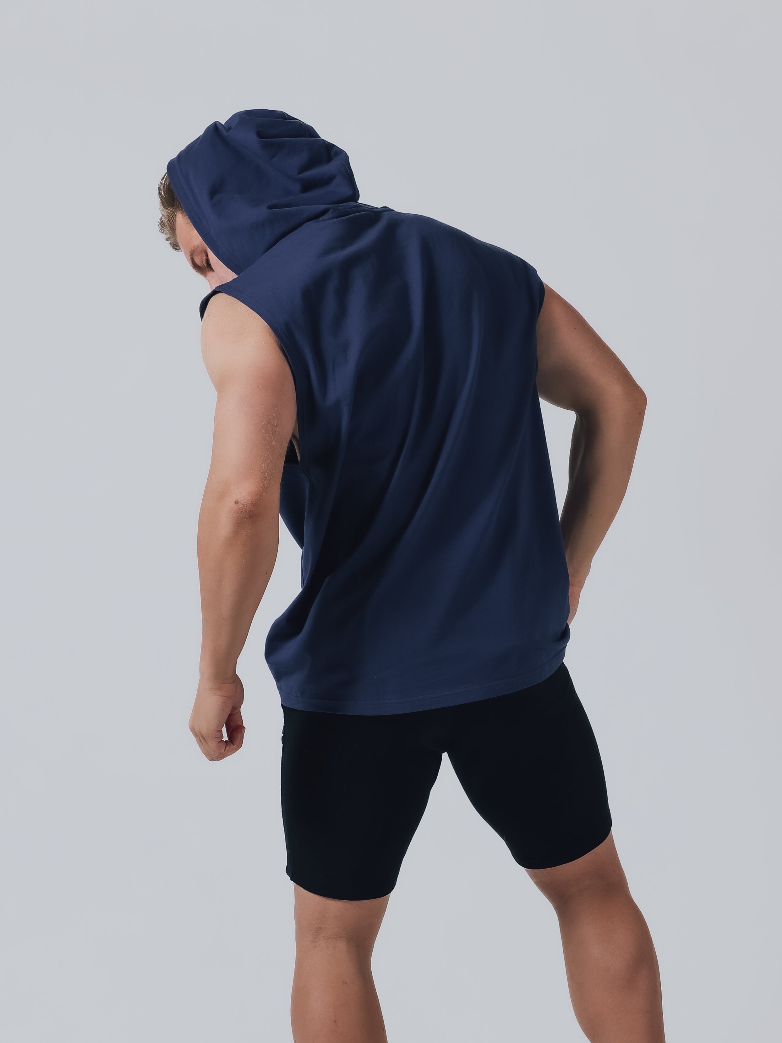 NO SLEEVE HOODIE【NAVY】