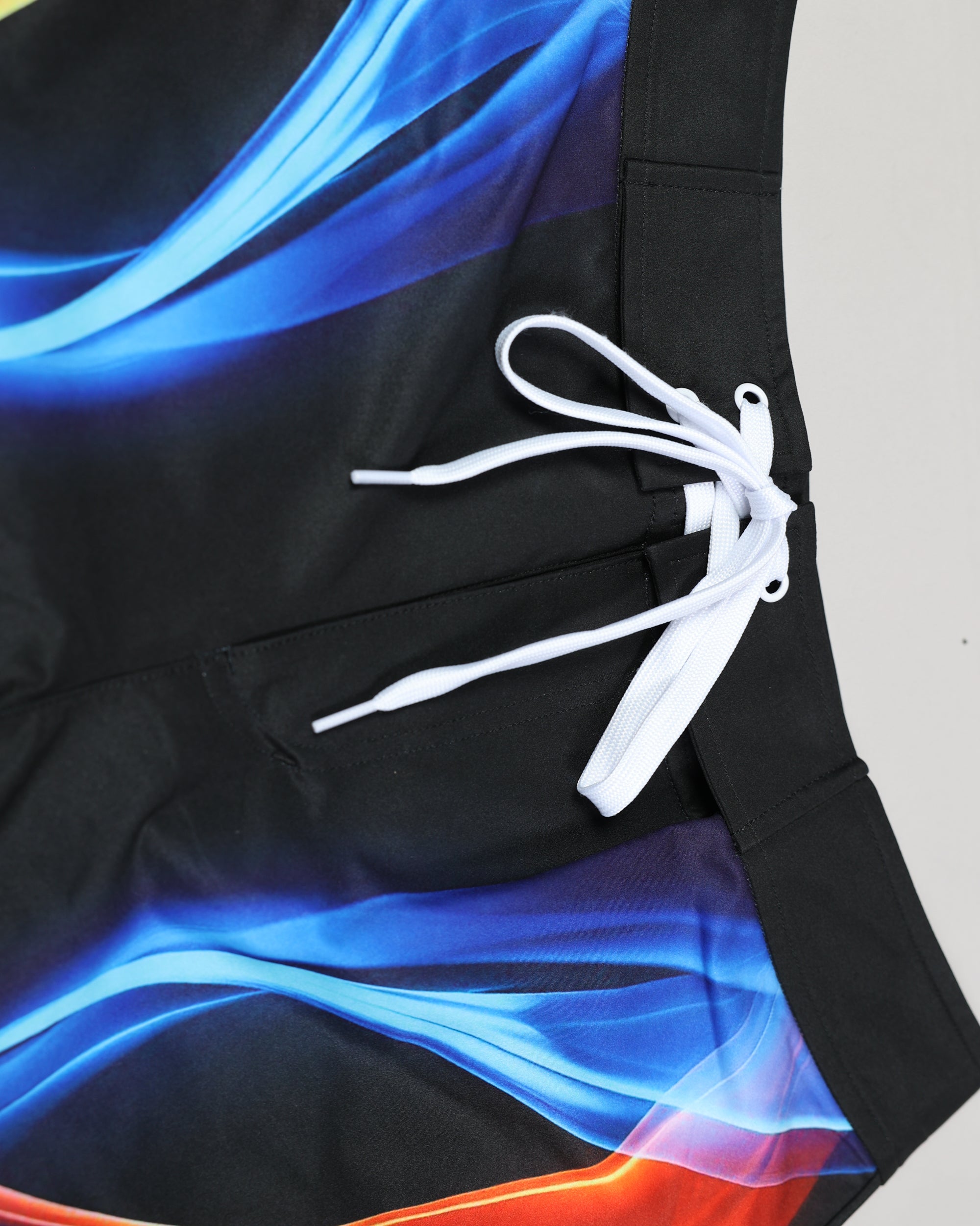 SPIRAL FLAME GRAPHIC SURF SHORTS