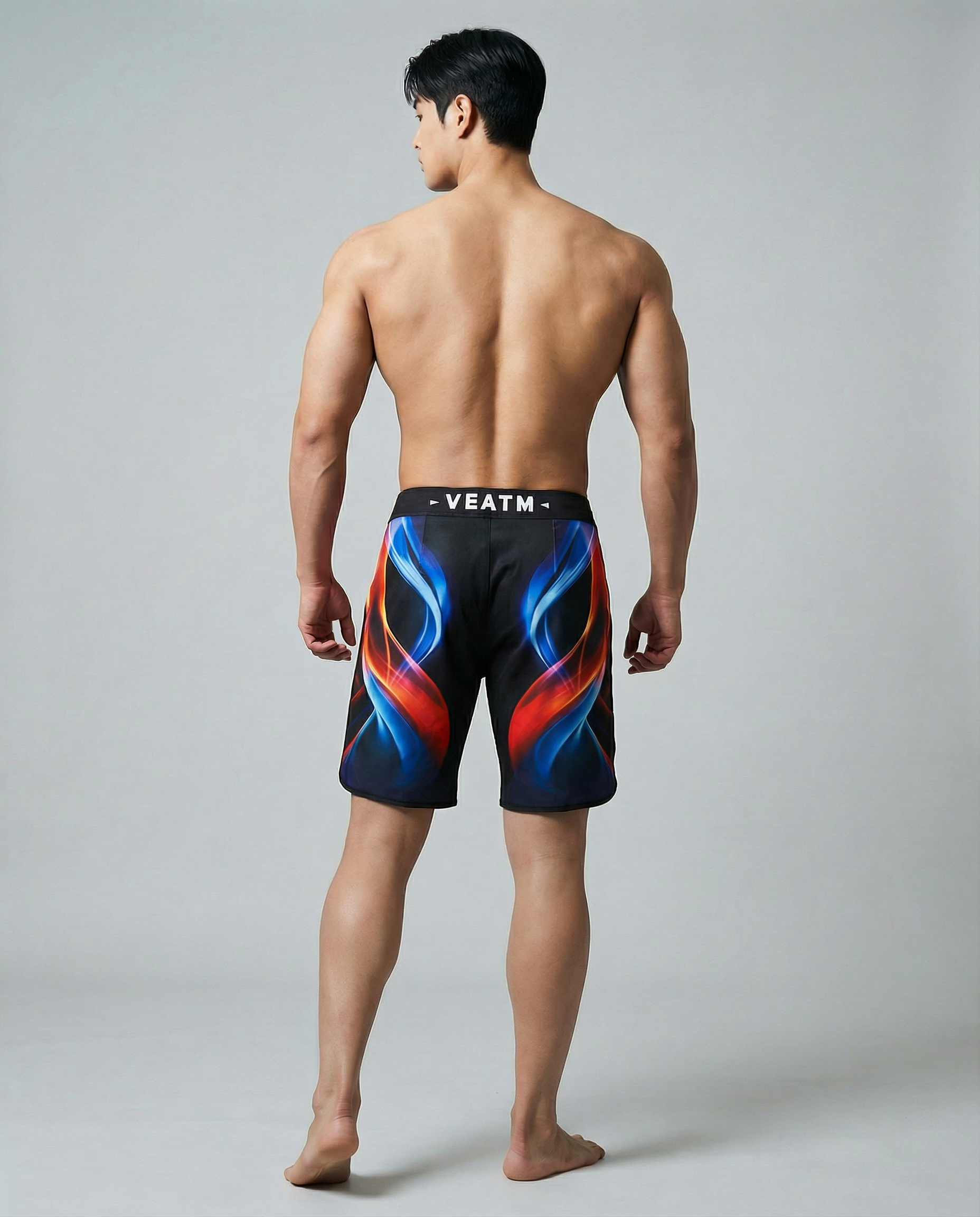 SPIRAL FLAME GRAPHIC SURF SHORTS