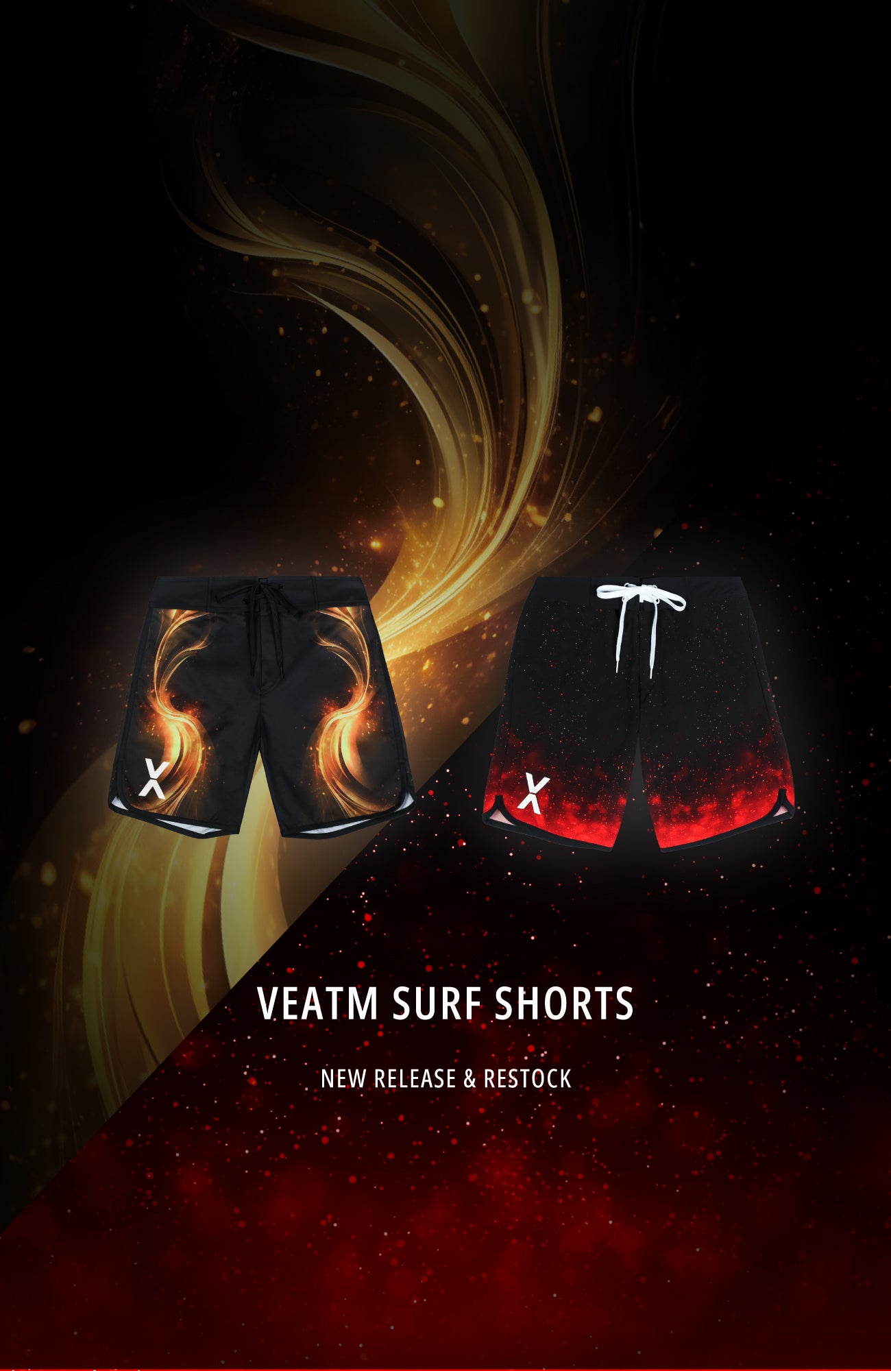 VEATM 水着 S ホワイト/レッド/ブラック SUNSET LINE SURF SHORTS(STANDARD TYPE)