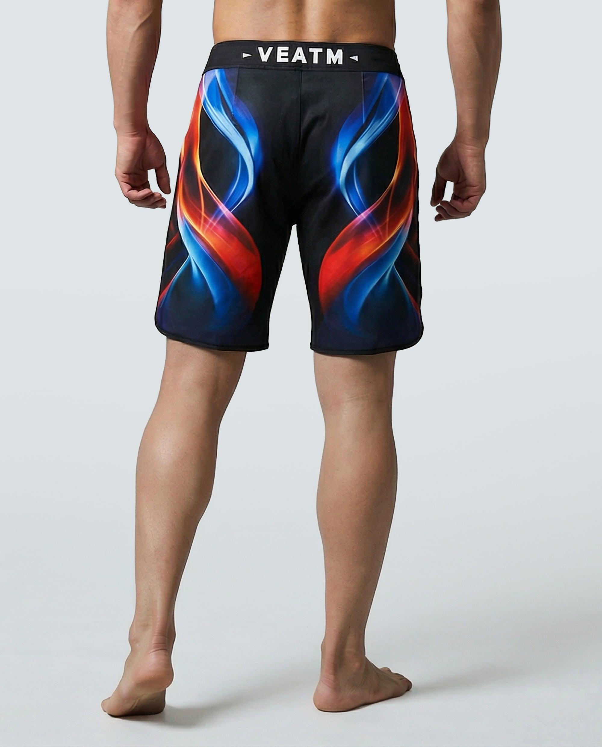 SPIRAL FLAME GRAPHIC SURF SHORTS